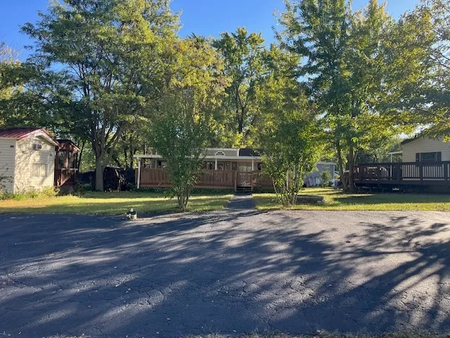 a view of a swimming pool with an outdoor space