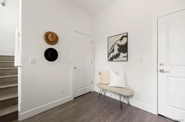 a view of cabinets with wooden floor