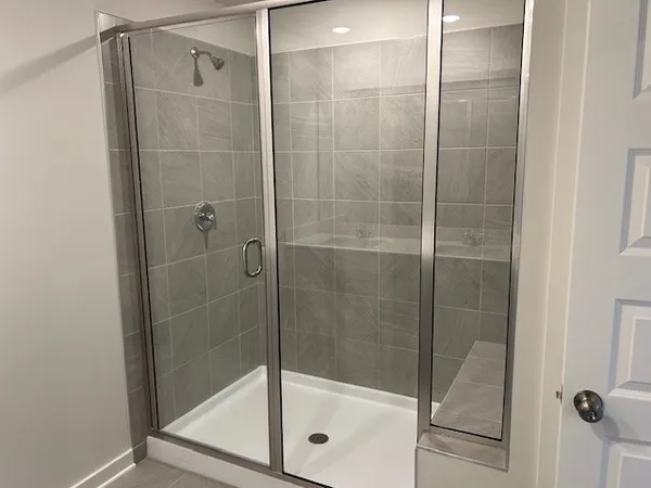 a bathroom with a shower