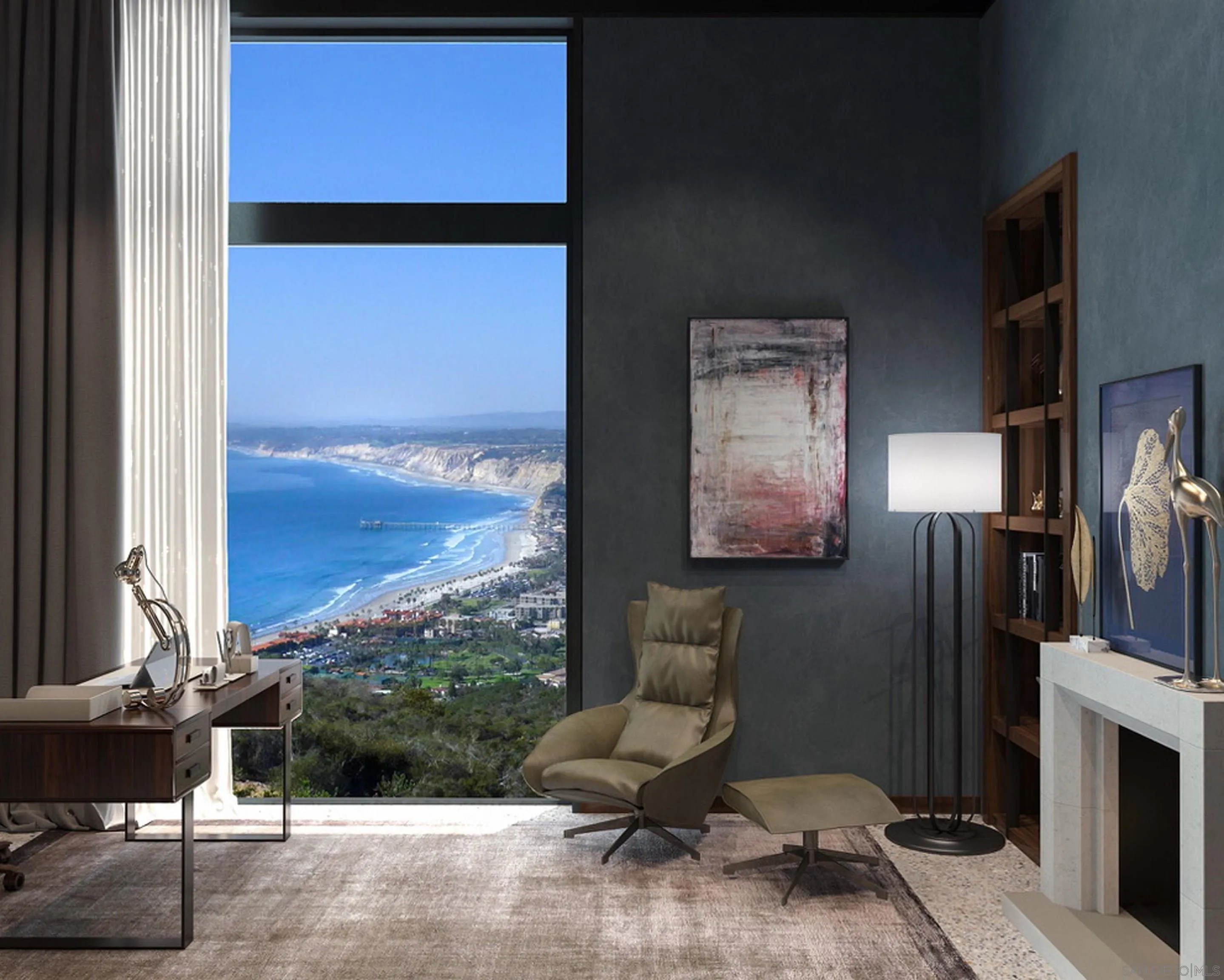 7362 Brodiaea Way La Jolla, CA 92037 - Photo 15 of 32 a living room with furniture a window and a flat screen tv