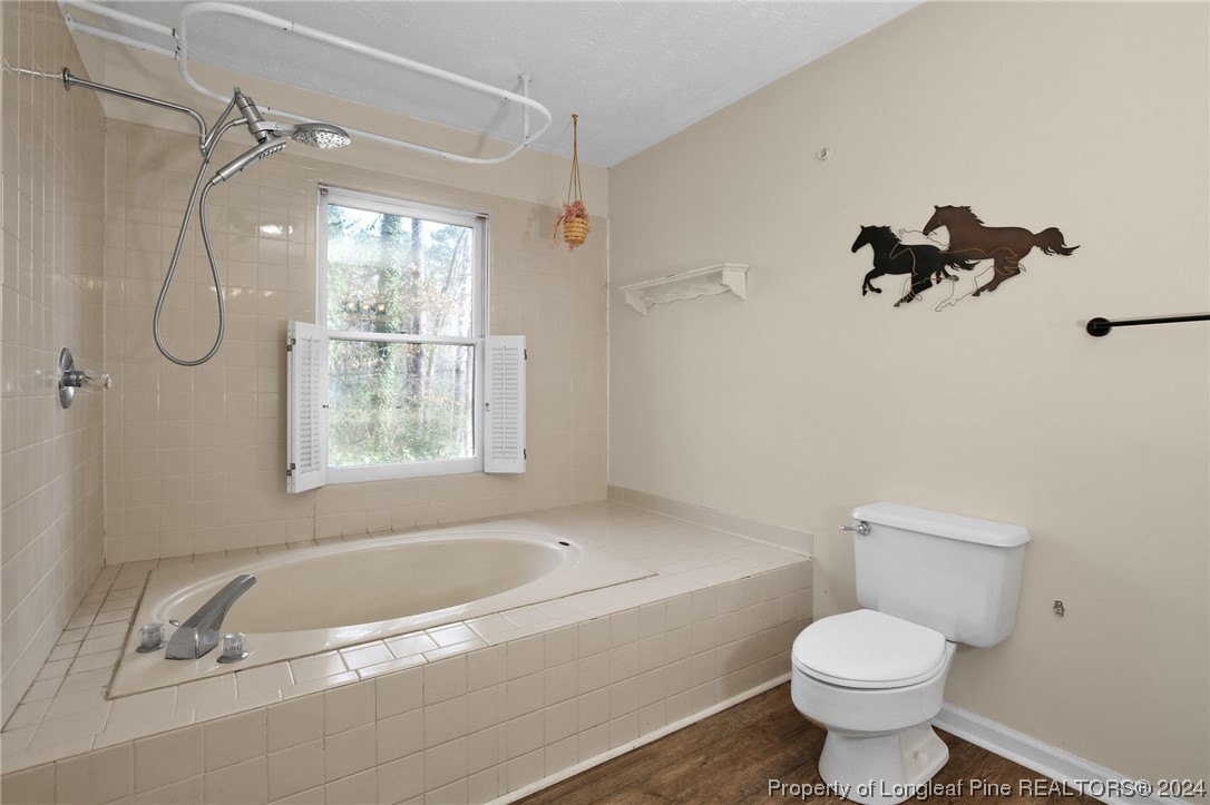 417 Farm Life School Road Carthage, NC 28327 - Photo 21 of 33 a bathroom with a toilet and a bathtub
