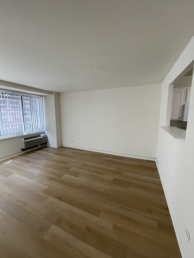 211 East Ohio Street, Unit 1013 Chicago, IL 60611 - Photo 2 of 12 a view of an empty room with wooden floor and a window