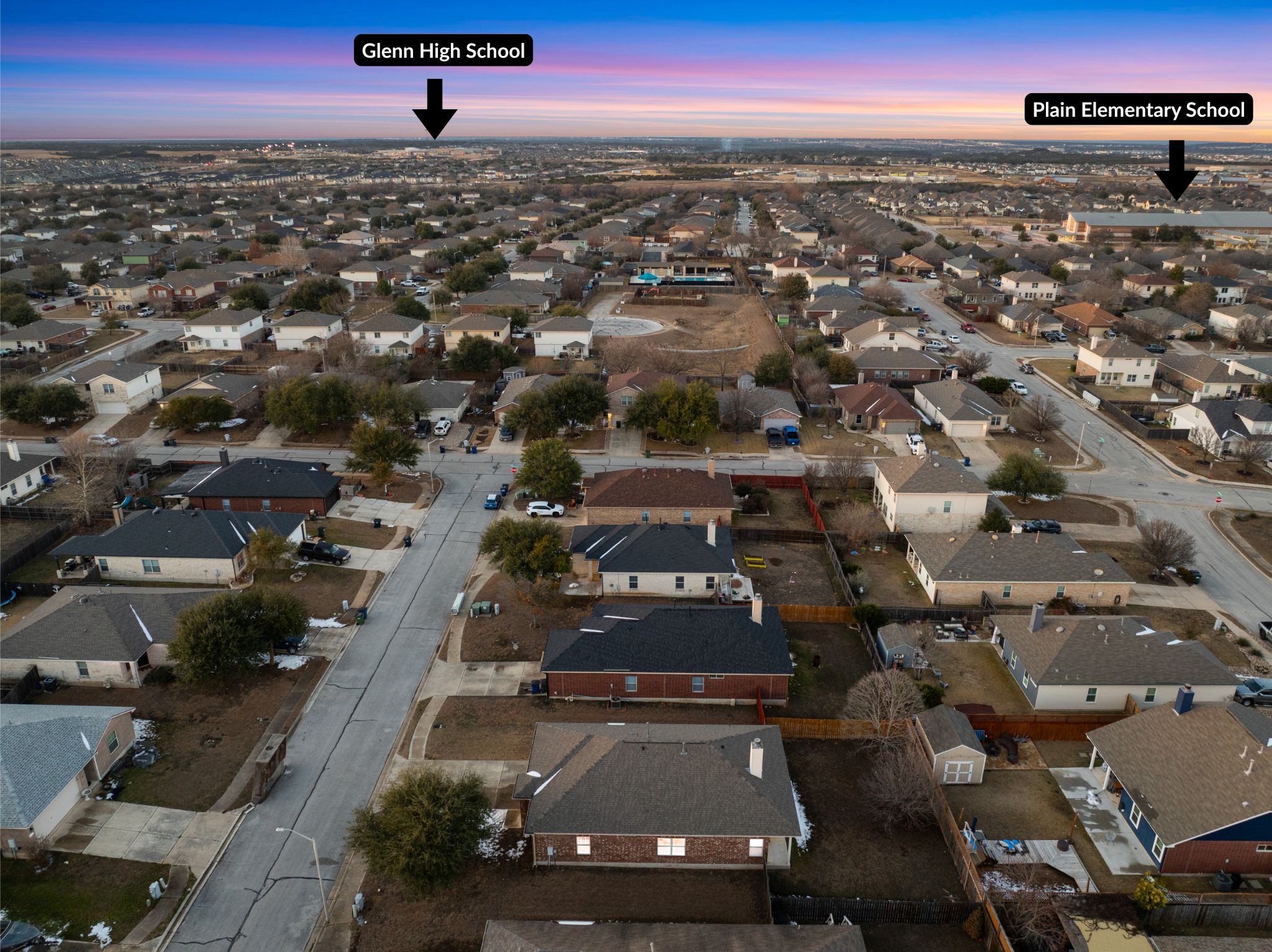 804 Estancia Way Leander, TX 78641 - Photo 26 of 40 an aerial view of residential houses with city view