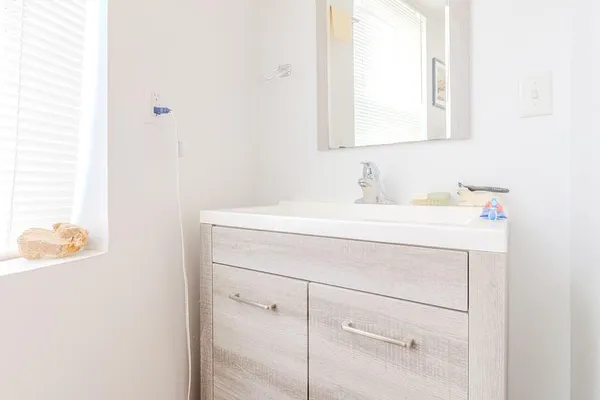 a bathroom with a sink and a vanity