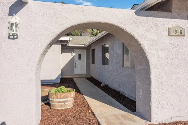 a front view of a house with a hallway