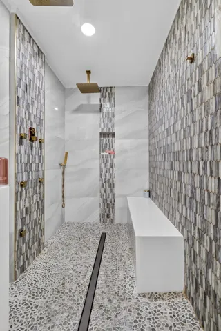 a bathroom with a shower
