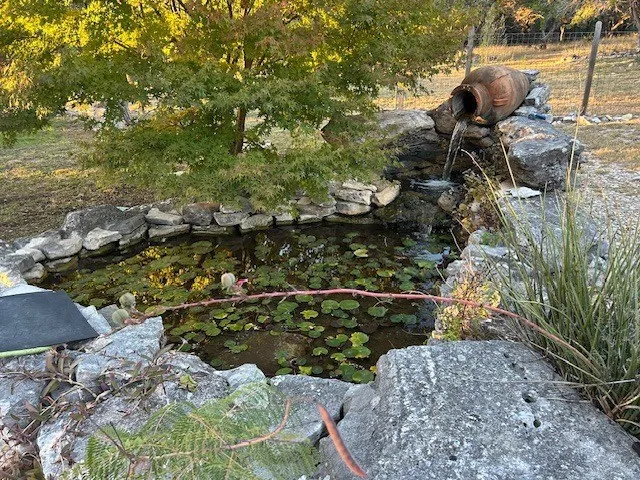 a bedroom with double bed and a chandelier