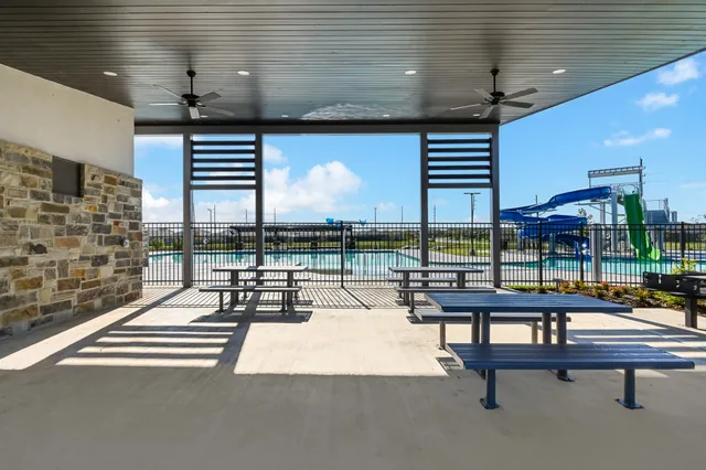 a view of a park with slide