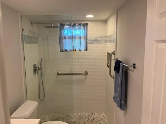 a bathroom with a shower