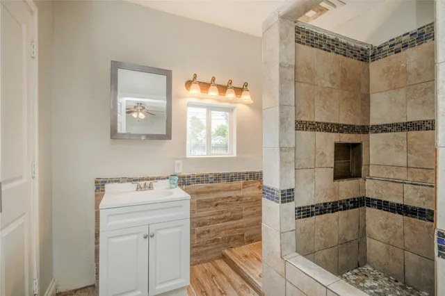 a bathroom with a shower