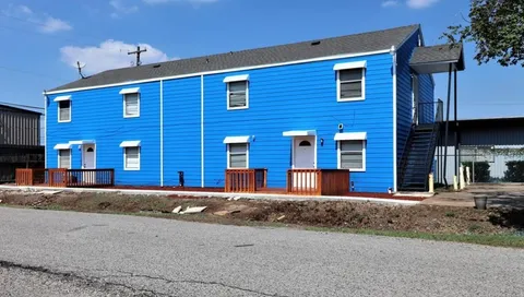 a front view of a building with street