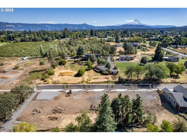 an aerial view of a house with a yard lake view and mountain view