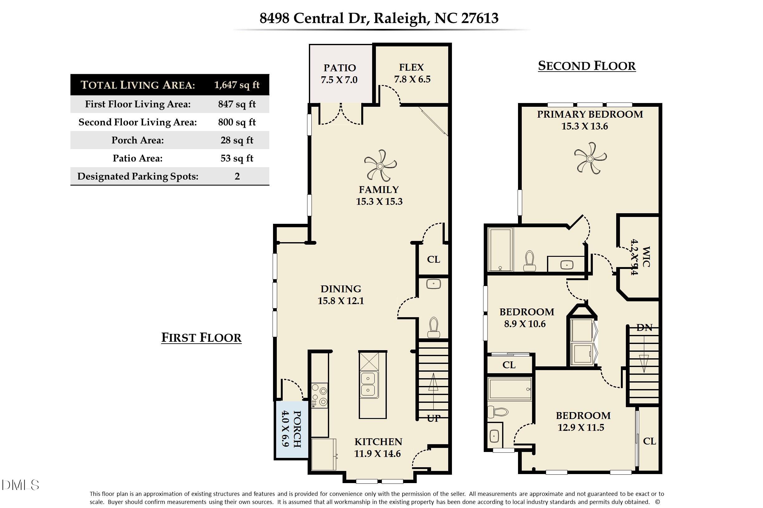 8498 Central Drive Raleigh, NC 27613 - Photo 54 of 54 Floor Plan with Room Dimensions