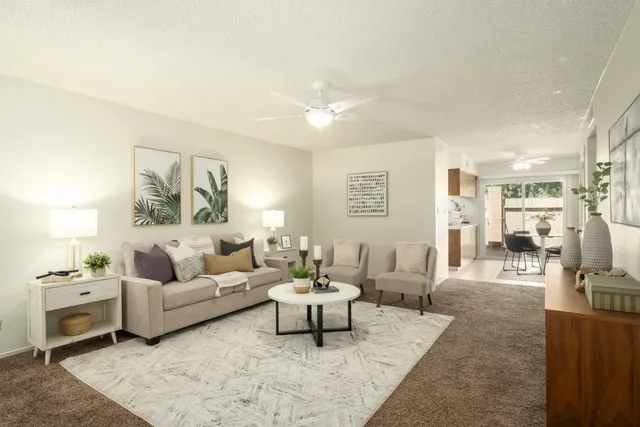 a living room with furniture and a couch