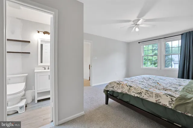 a bedroom with a bed and a walk in closet