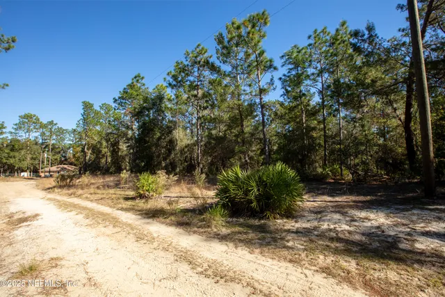 an aerial view of a house with outdoor space