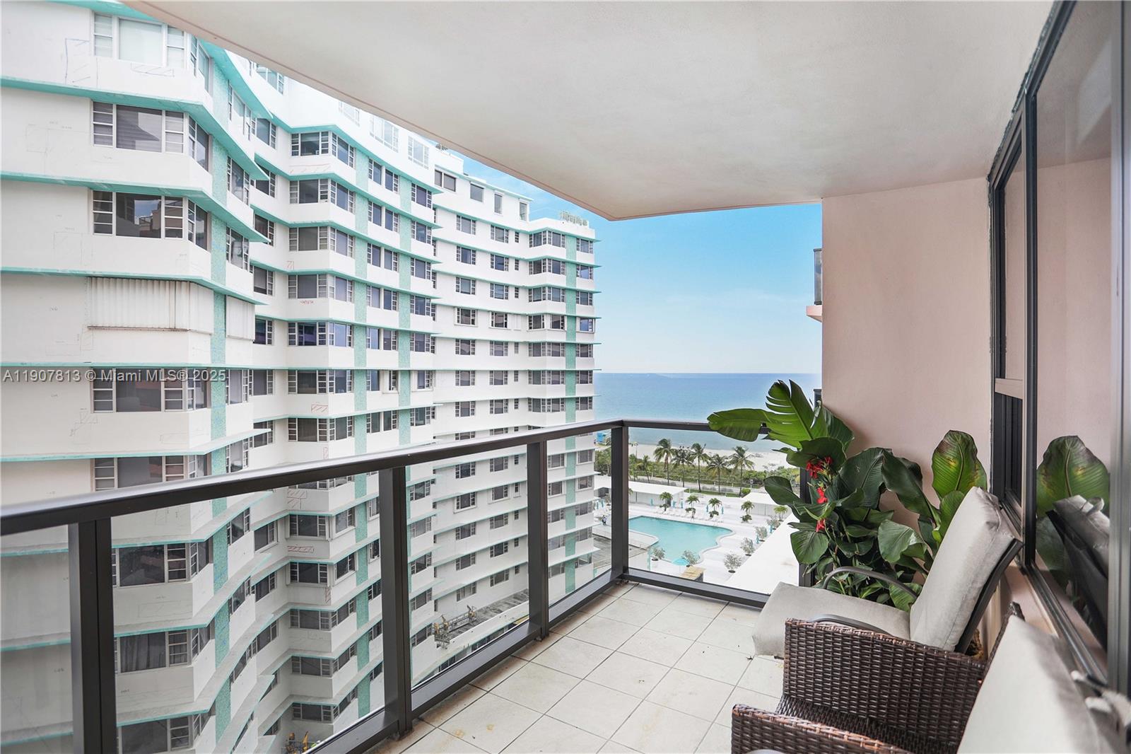 5225 Collins Avenue, Unit 1216 Miami Beach, FL 33140 - Photo 30 of 49 a view of balcony with potted plant and stairs