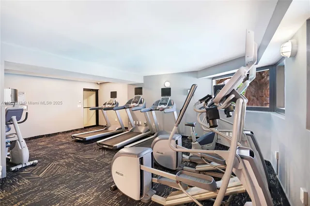a view of a room with gym equipment