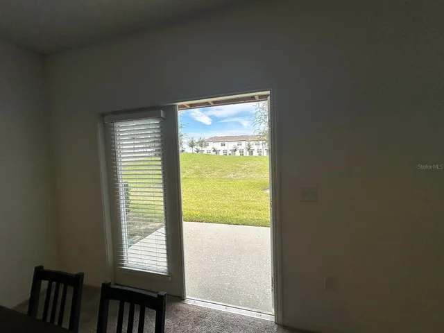 a view of a terrace with a bench