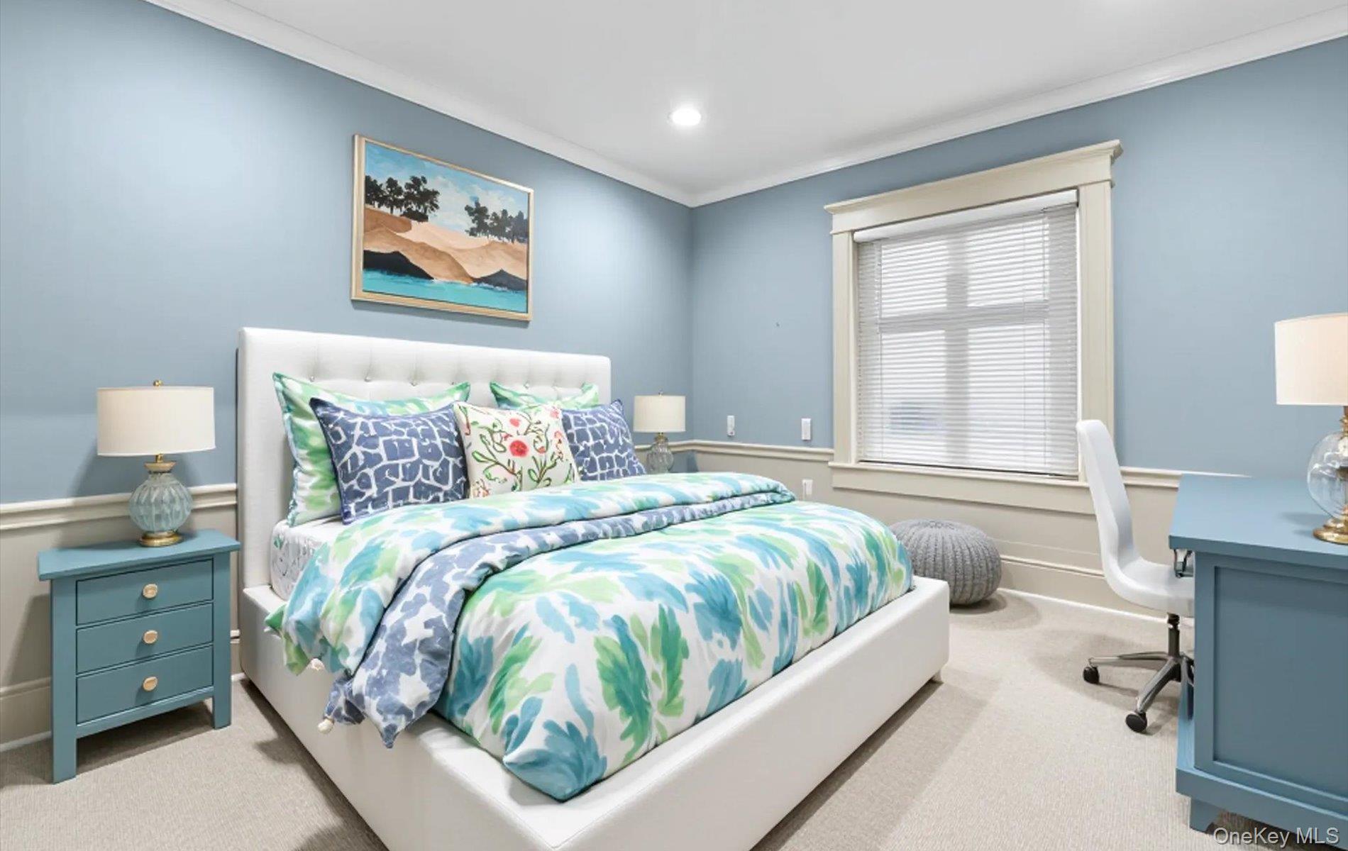 171 Dix Hills Road Dix Hills, NY 11746 - Photo 19 of 39 a bedroom with a bed and a painting on the wall