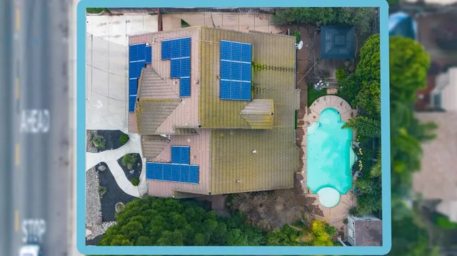 an aerial view of a house