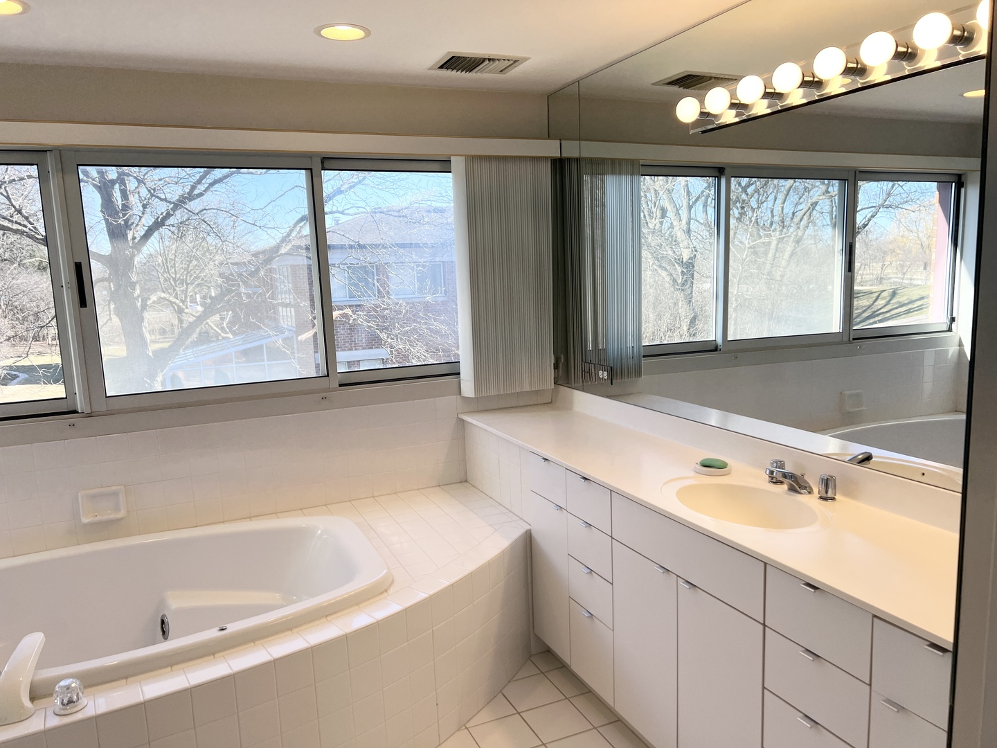 353 Milford Road Deerfield, IL 60015 - Photo 12 of 19 a bathroom with a tub a sink and a large mirror