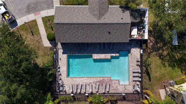 an aerial view of a house