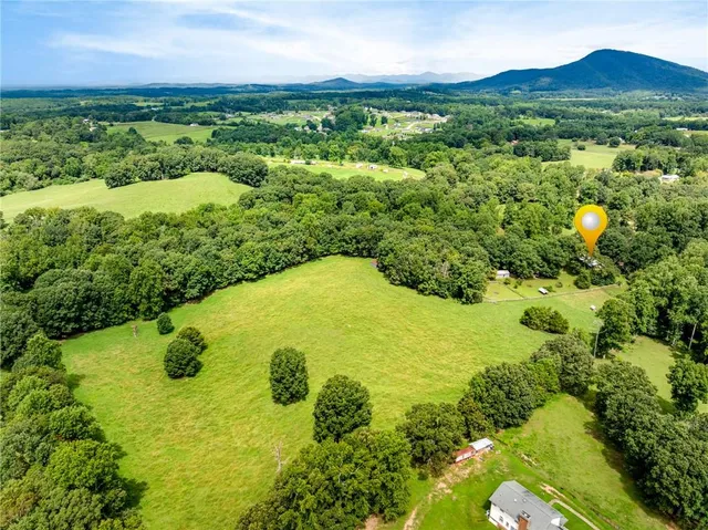 a view of a green field with lots of bushes