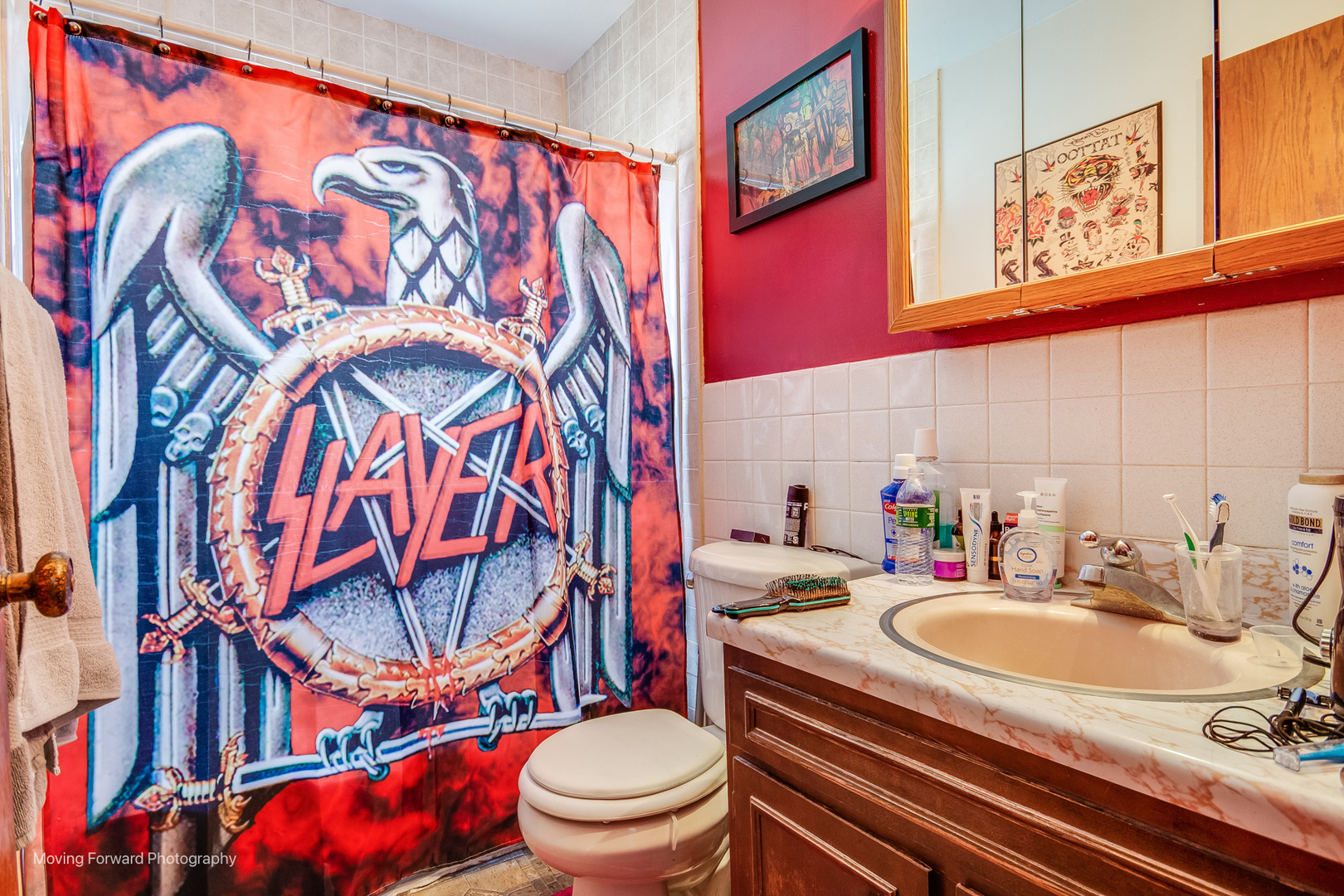 40w791 Big Timber Road Hampshire, IL 60140 - Photo 19 of 67 a bathroom with a sink a toilet and shower curtain