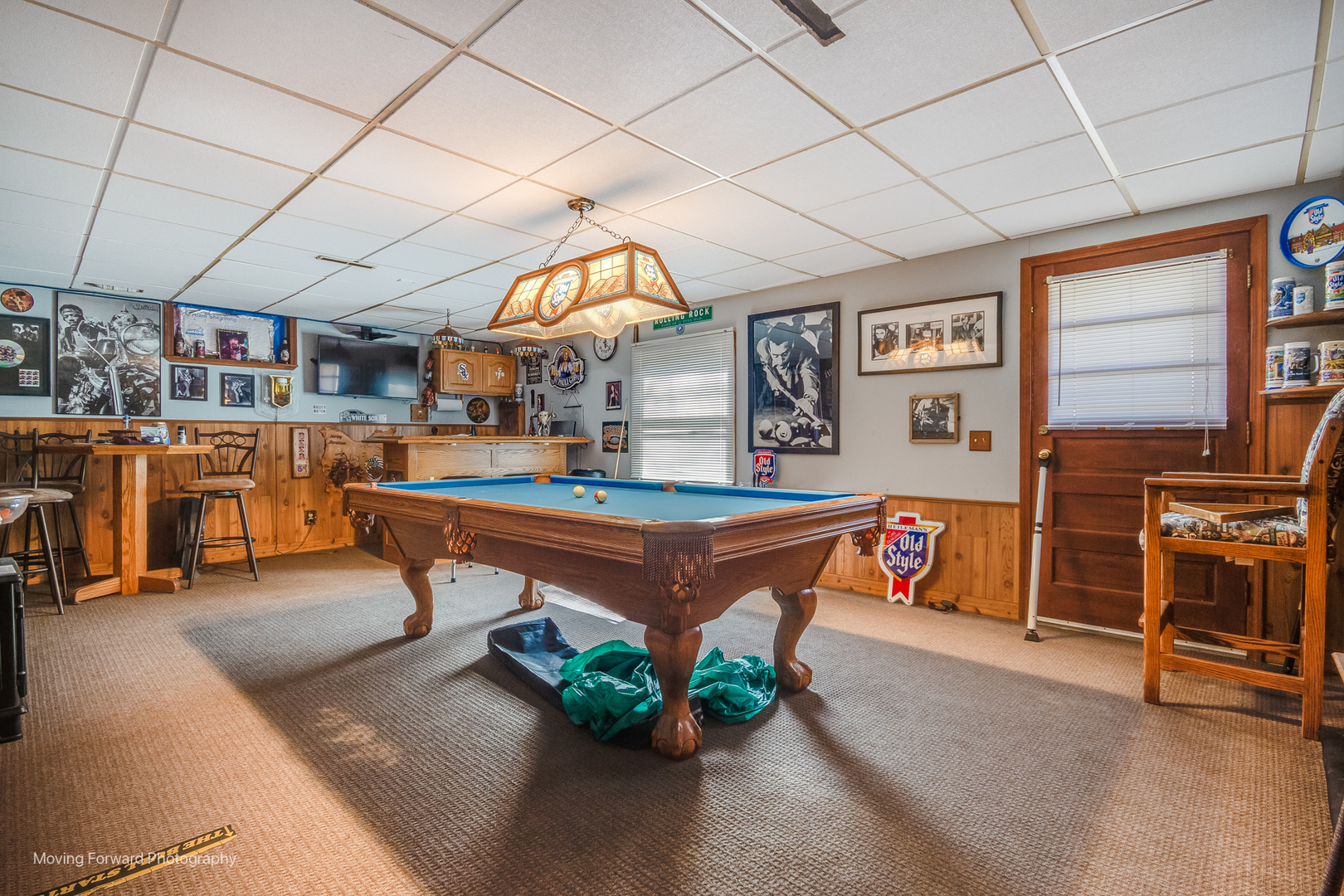 40w791 Big Timber Road Hampshire, IL 60140 - Photo 29 of 67 a living room with furniture a pool table and a chandelier