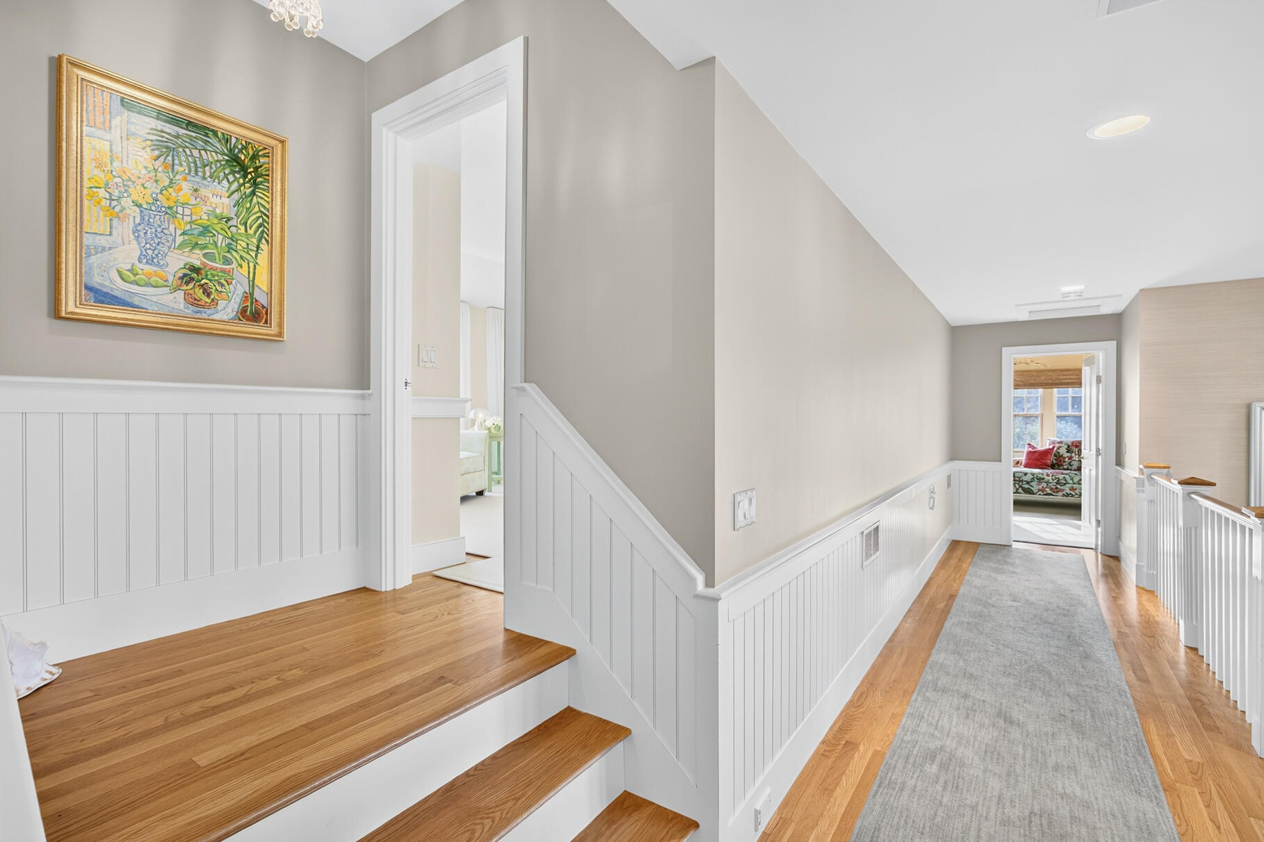 40 Point Road North Falmouth, MA 02556 - Photo 52 of 73 a view of a hallway with wooden floor and stairs