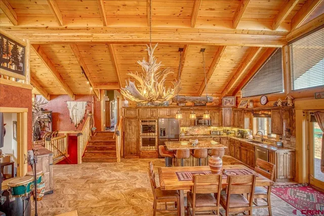 a view of a room with stairs