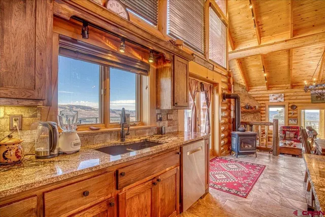 a kitchen with lots of counter top space