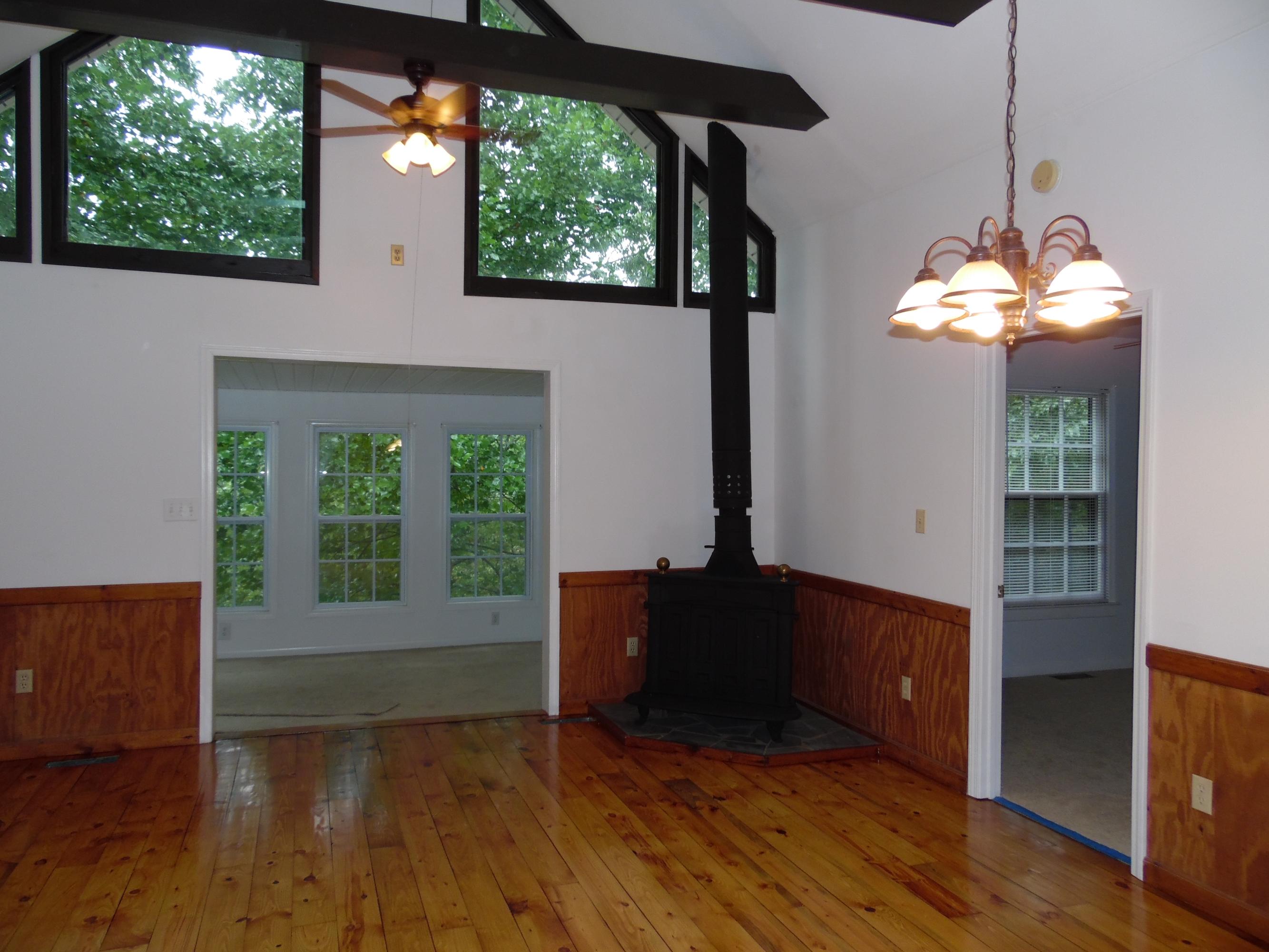 Greatroom w/ gas woodstove fireplace