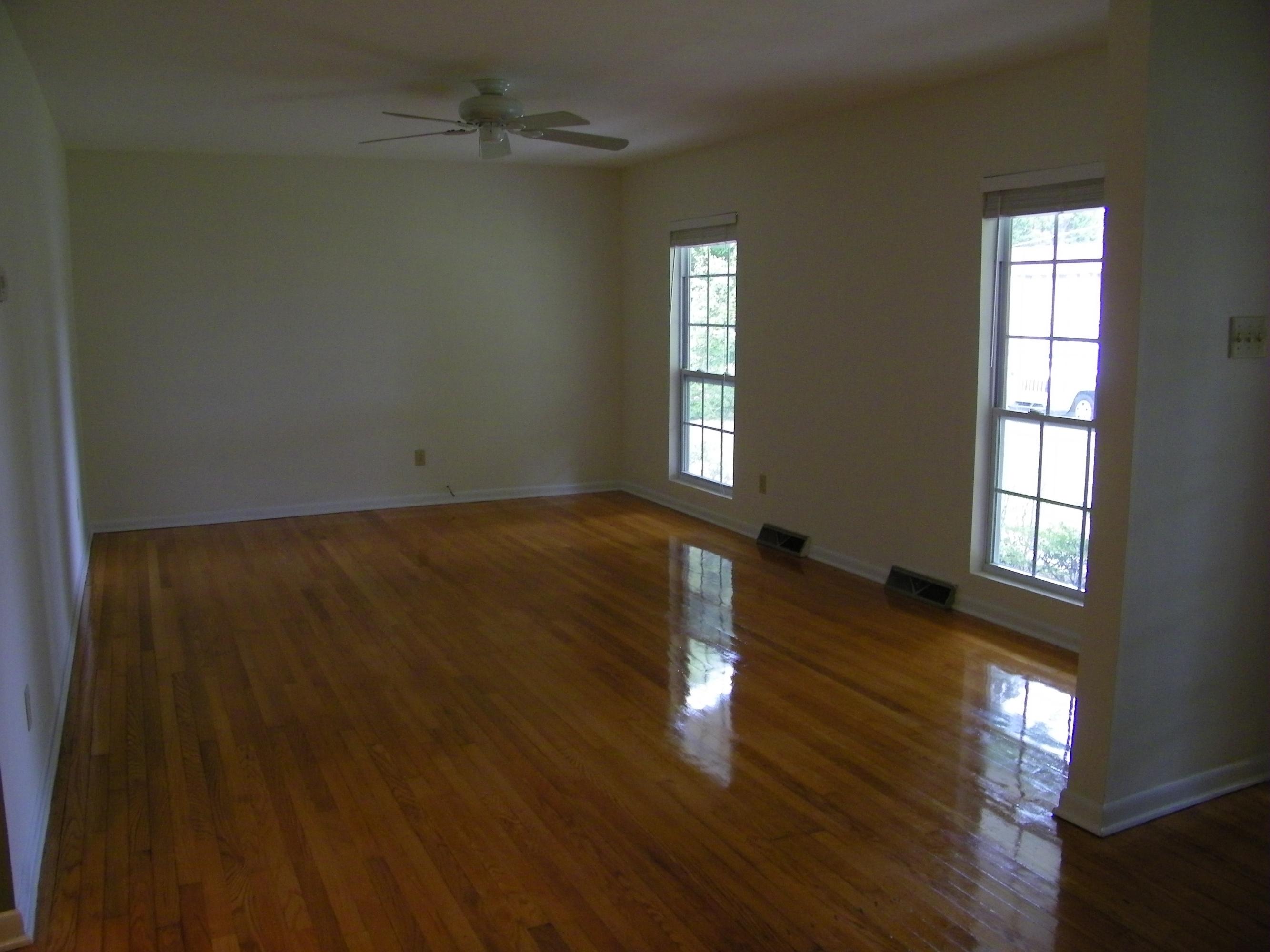 Refinished oak floors shine like new!