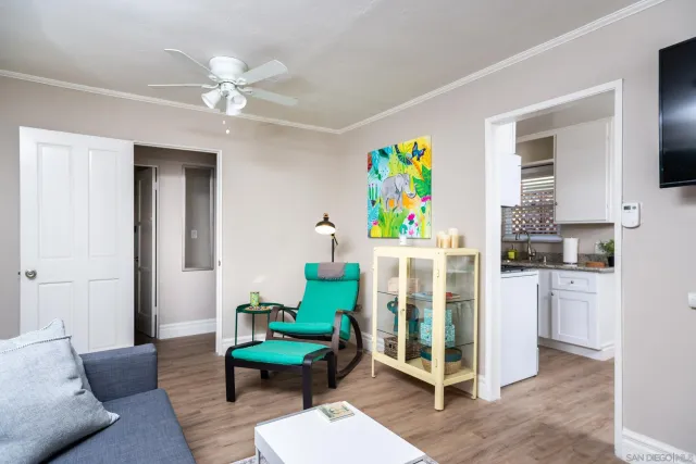 a living room with furniture