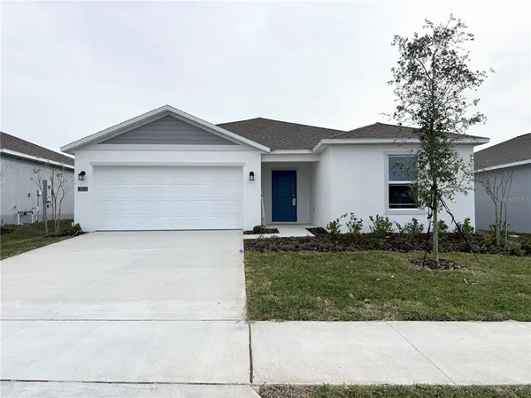 a front view of house with a garden