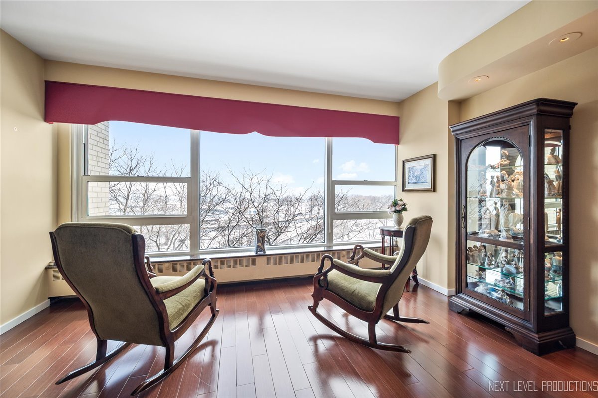 3180 North Lake Shore Drive, Unit 5E Chicago, IL 60657 - Photo 7 of 28 a living room with furniture and a large window