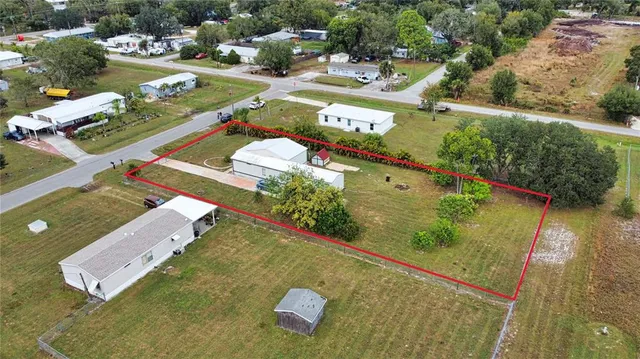an aerial view of a house
