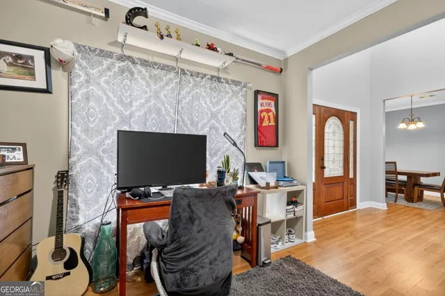 a view of wooden floor in a room