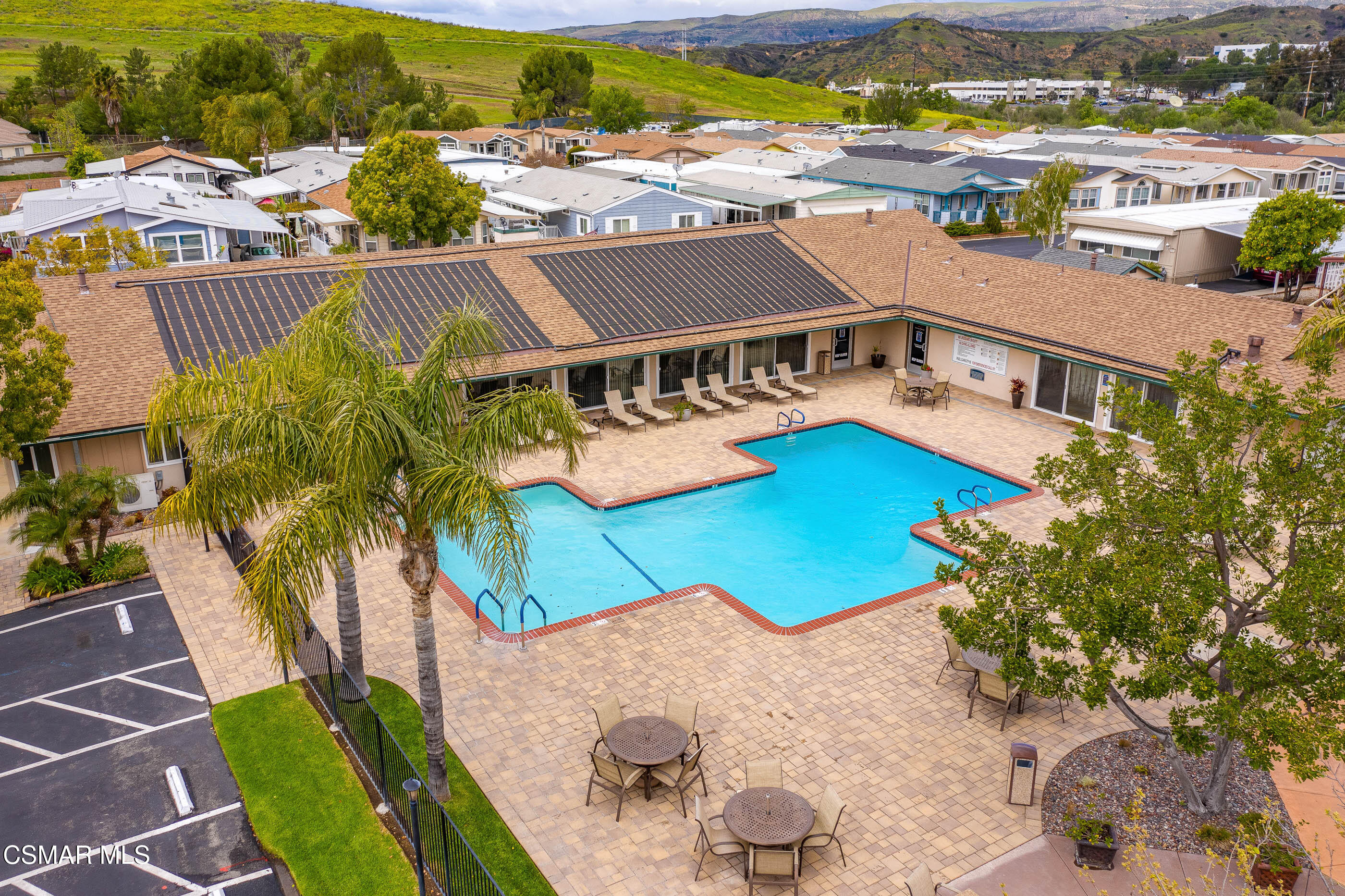 195 Tierra Rejada Road, Unit 178 Simi Valley, CA 93065 - Photo 39 of 49 an aerial view of residential houses with outdoor space and swimming pool