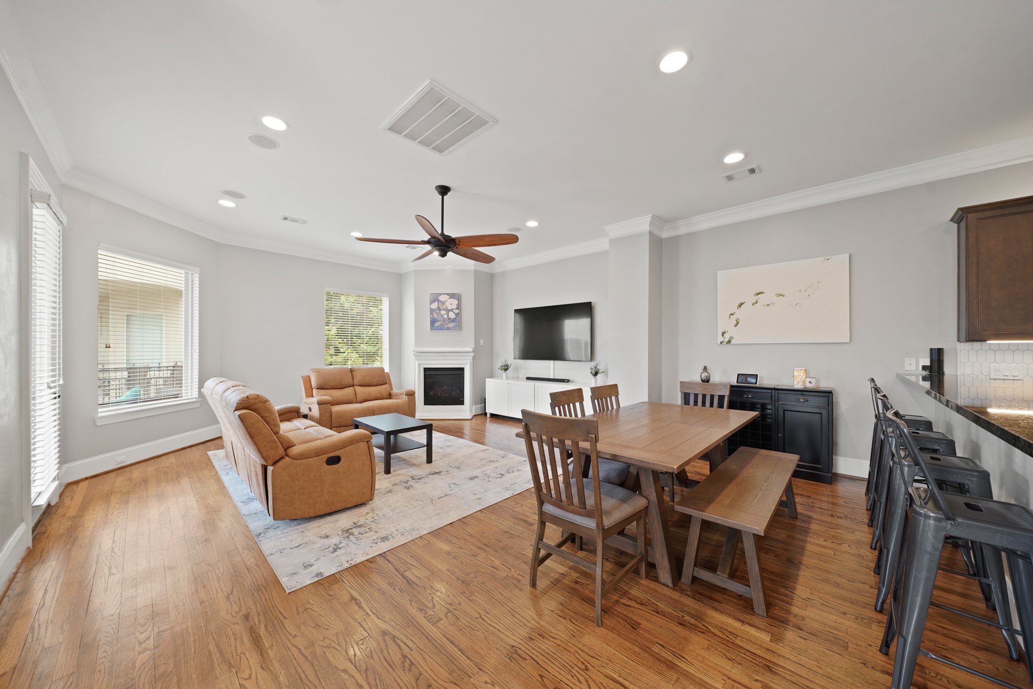 3808 Center Street, Unit A Houston, TX 77007 - Photo 7 of 31 a view of a dining room with furniture window and wooden floor