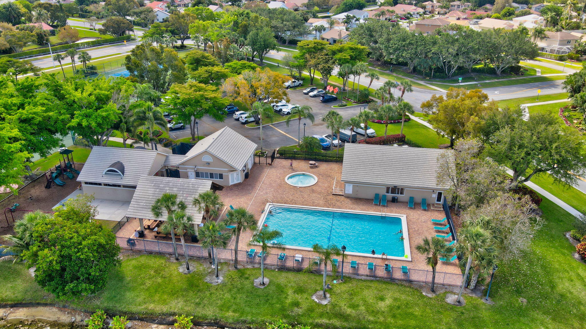18498 East Covington Trace Boca Raton, FL 33498 - Photo 56 of 62 an aerial view of a house with garden space and street view