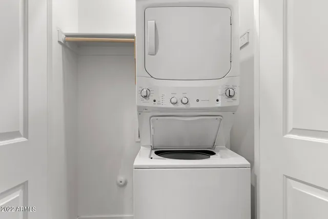 a close up view of washer and dryer