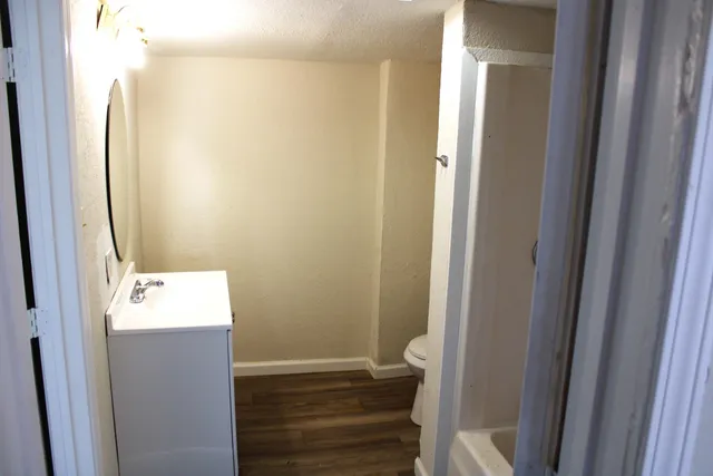 a bathroom with a window