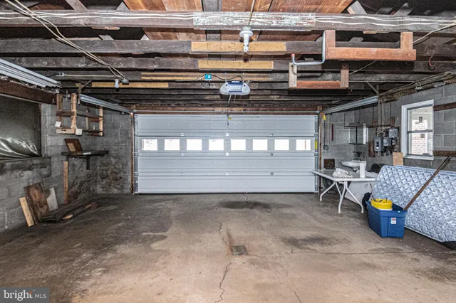 a brick house with a large windows