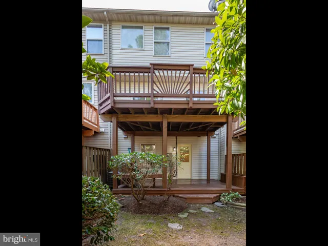 a garden view with a seating space