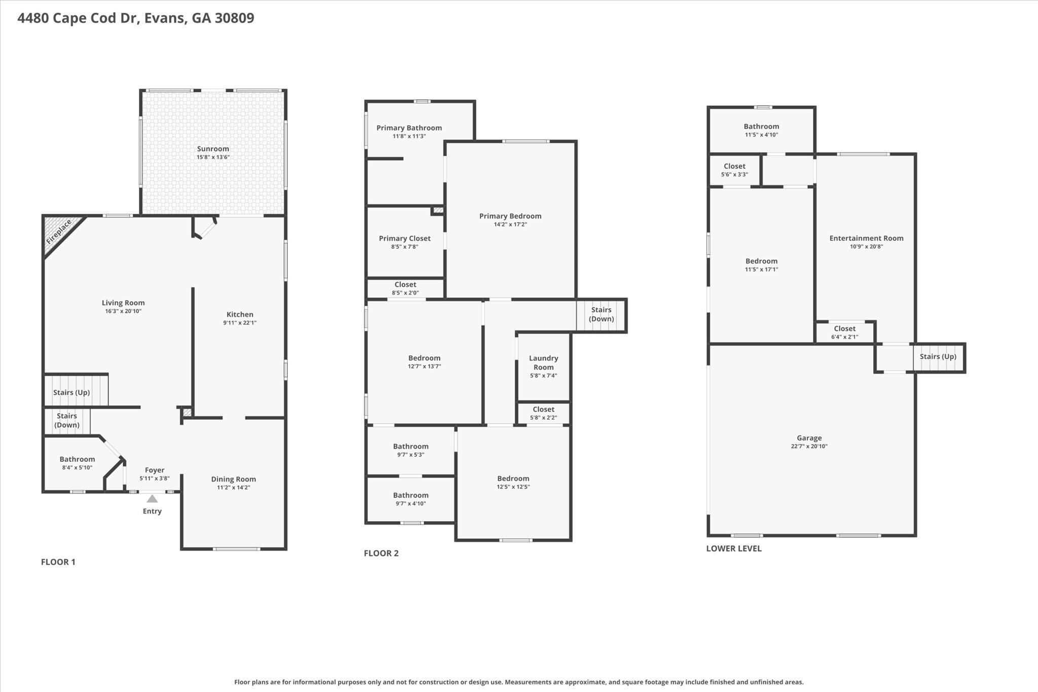 4480 Cape Cod Drive Evans, GA 30809 - Photo 42 of 42 Great Floor Plan Including In Law / Guest Suite with private entrance on garage level.