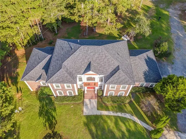 an aerial view of a house