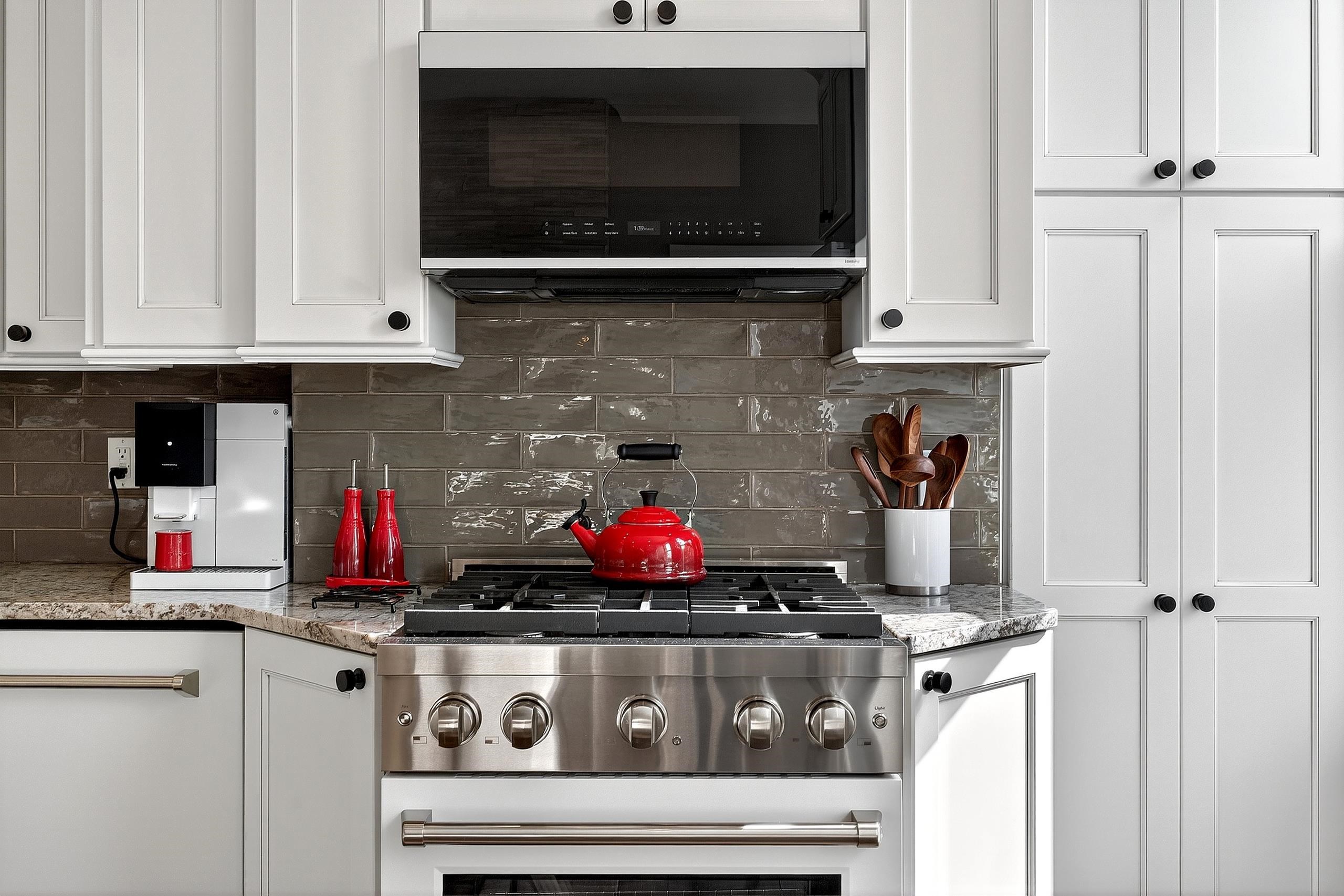 129 Prospect Street, Unit 3 Jersey City, NJ 07307 - Photo 5 of 34 a kitchen with stainless steel appliances granite countertop a stove and a microwave